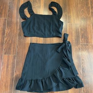 Pink Lily Black Two Piece Set